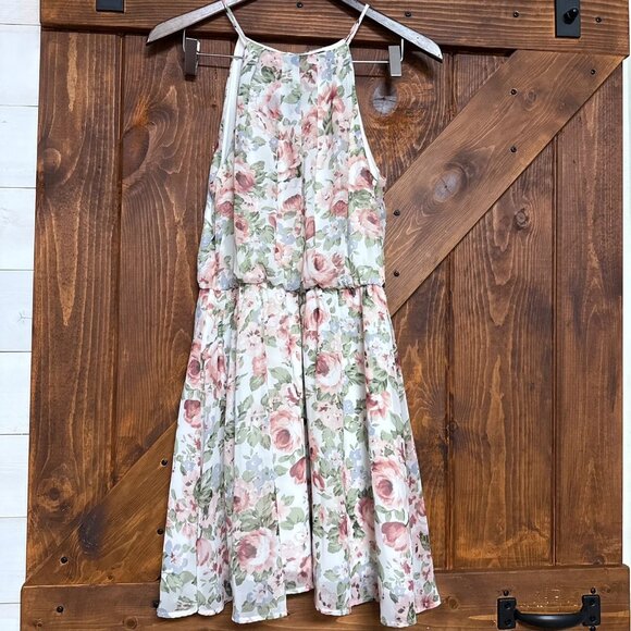 Guess Dress Women’s Size S Small Shabby Chic Pink Green Floral Sleeveless - Picture 1 of 6